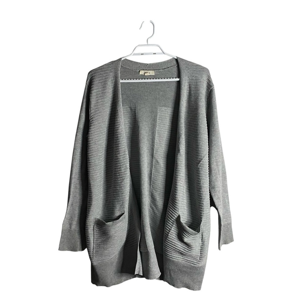 Peyton Primrose Women's Gray Ribbed Open Front Cardigan